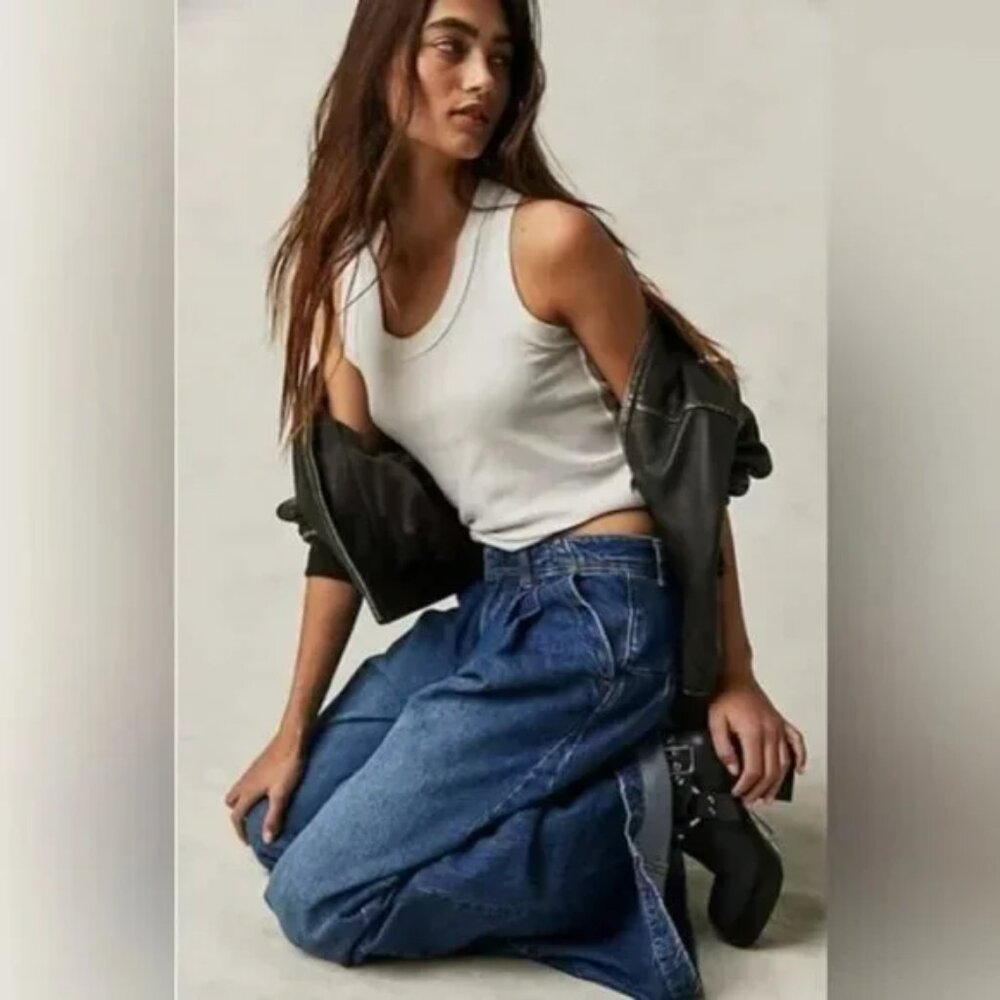 We The Free Free People Equinox Wide Leg Denim Trouser Jeans NWT Size 29 - Picture 6 of 10